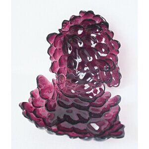 2 Vintage Purple Amethyst German Glass Grape Cluster Candy Dish Bowl